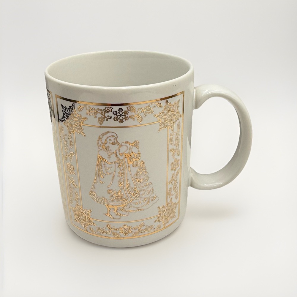 Papel Christmas Santa Claus Coffee Mug 24k Decal Cup Thailand Vintage ‎ EUC